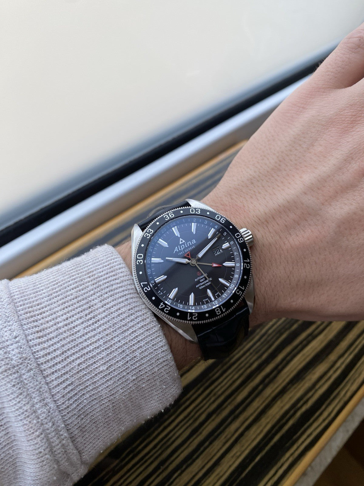 NOS Alpina Alpiner GMT Black Automatic Watch