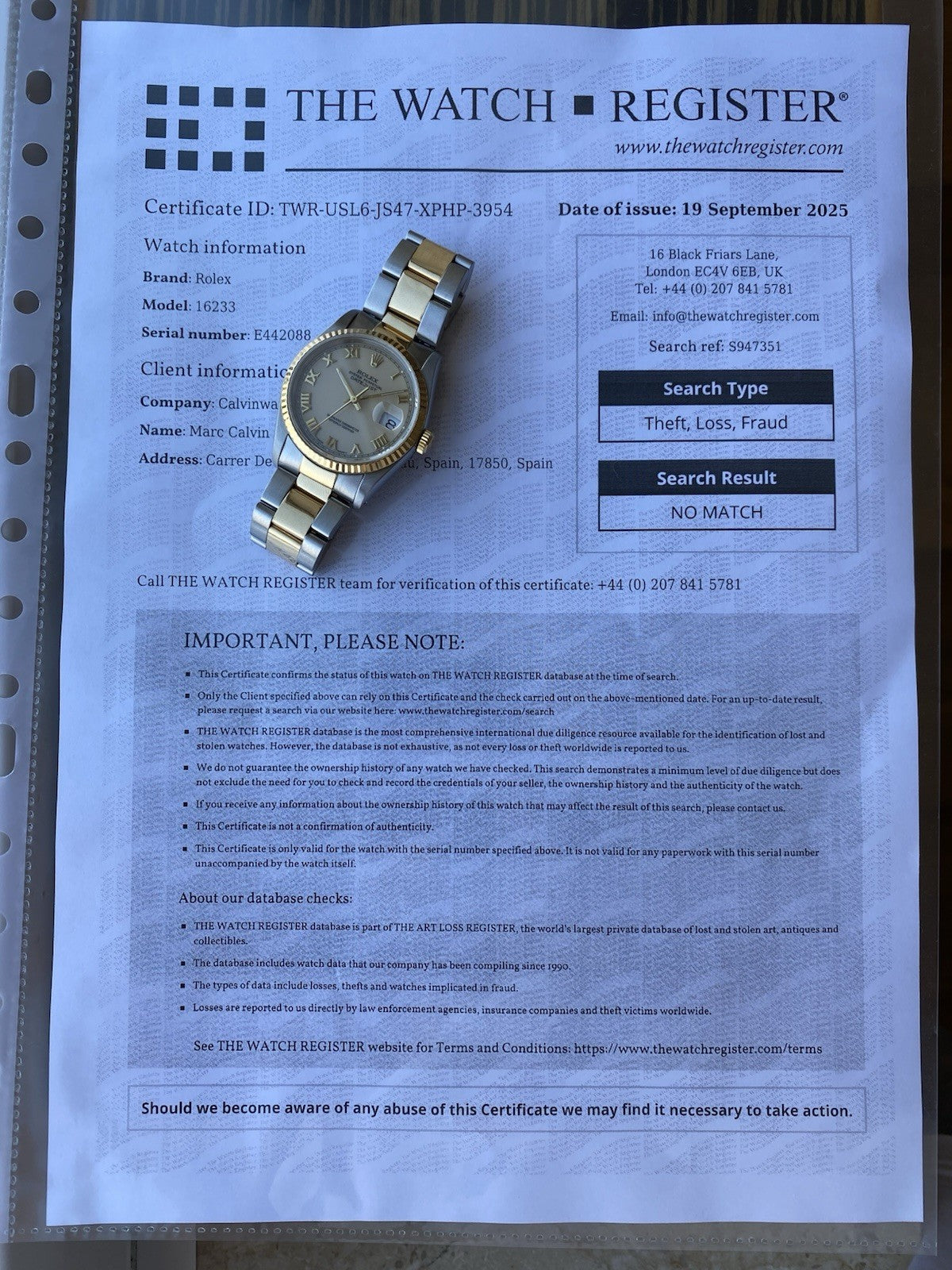 Rolex Oyster Perpetual Datejust 36mm Ref: 16233