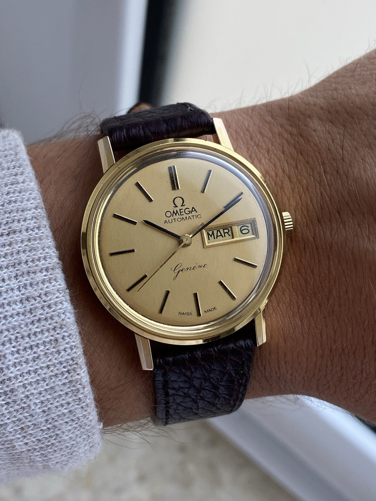 NOS Omega Geneve Automatic Vintage Watch Day Date