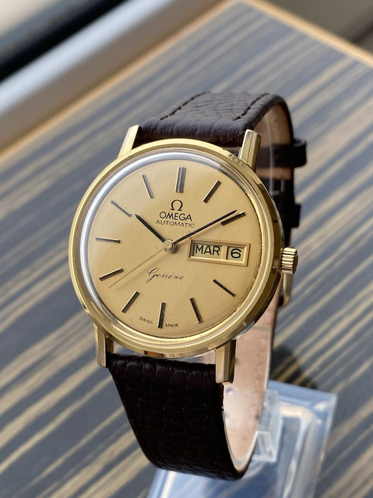 NOS Omega Geneve Automatic Vintage Watch Day Date