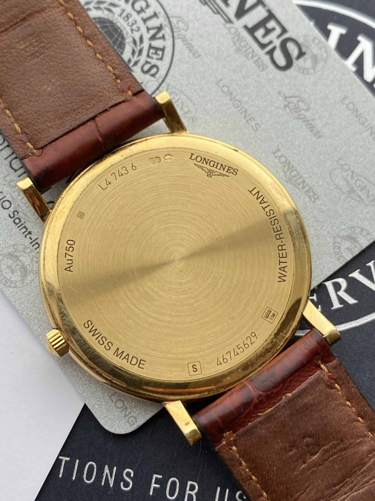 18kt Gold Longines Quartz Watch With Papers