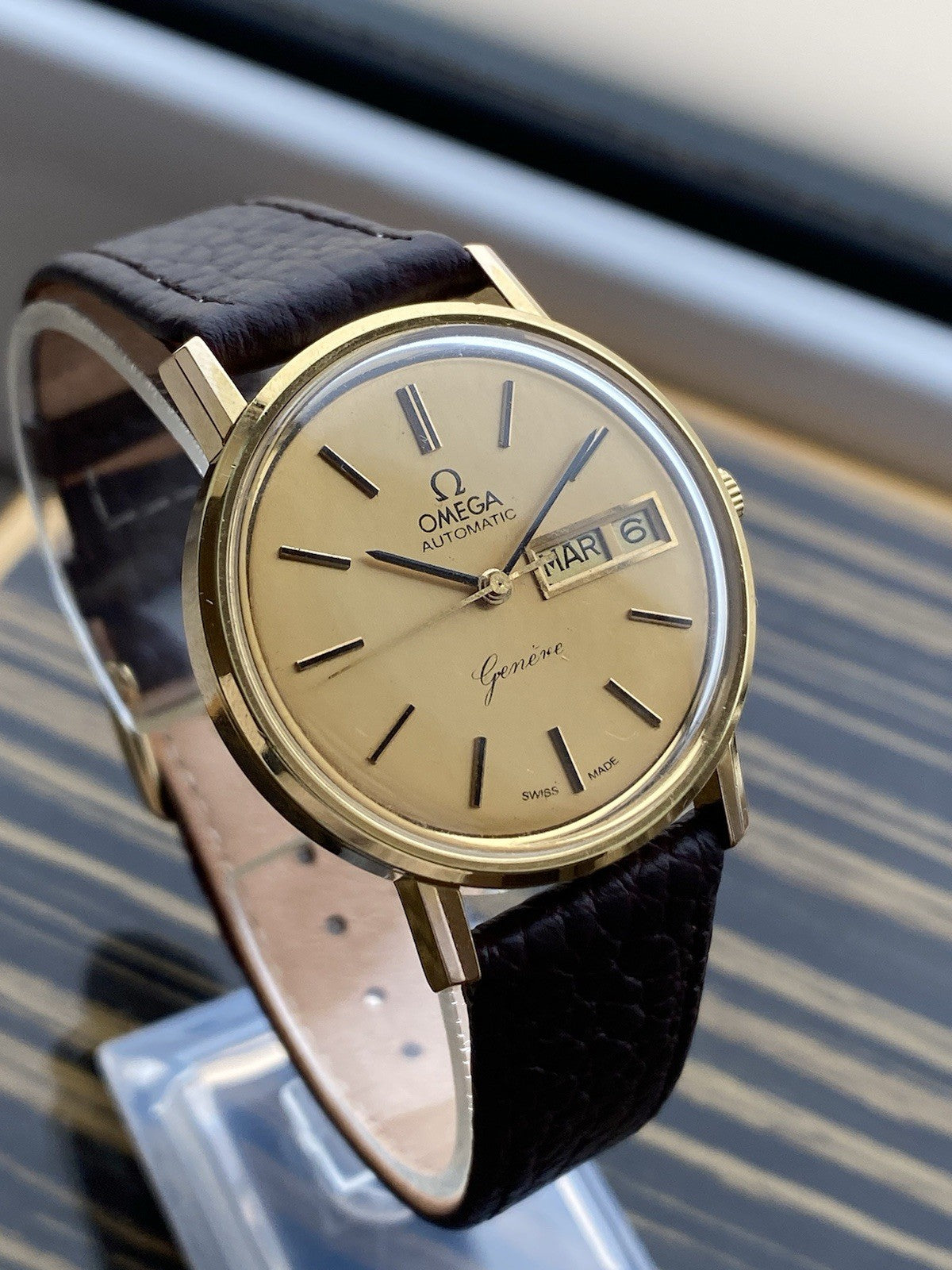 NOS Omega Geneve Automatic Vintage Watch Day Date