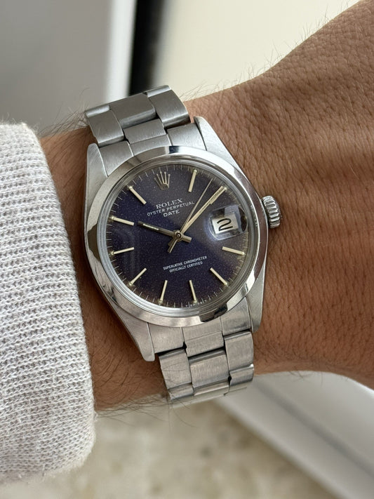 Rolex Date 34mm Automatic Vintage Watch Ref 1500 Blue dial