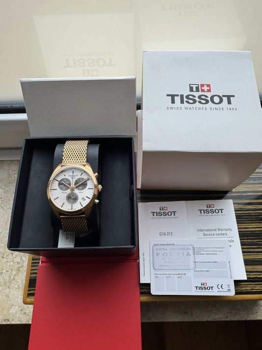 Tissot PR100 Chronograph Brand New / Full Set gold and white