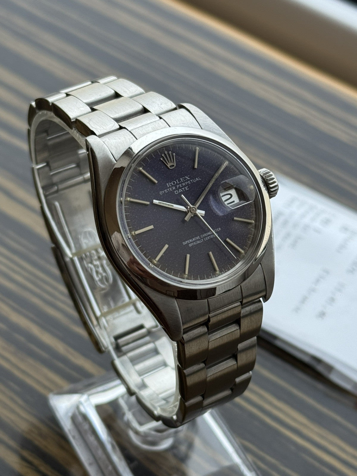 Rolex Date 34mm Automatic Vintage Watch Ref 1500 Blue dial