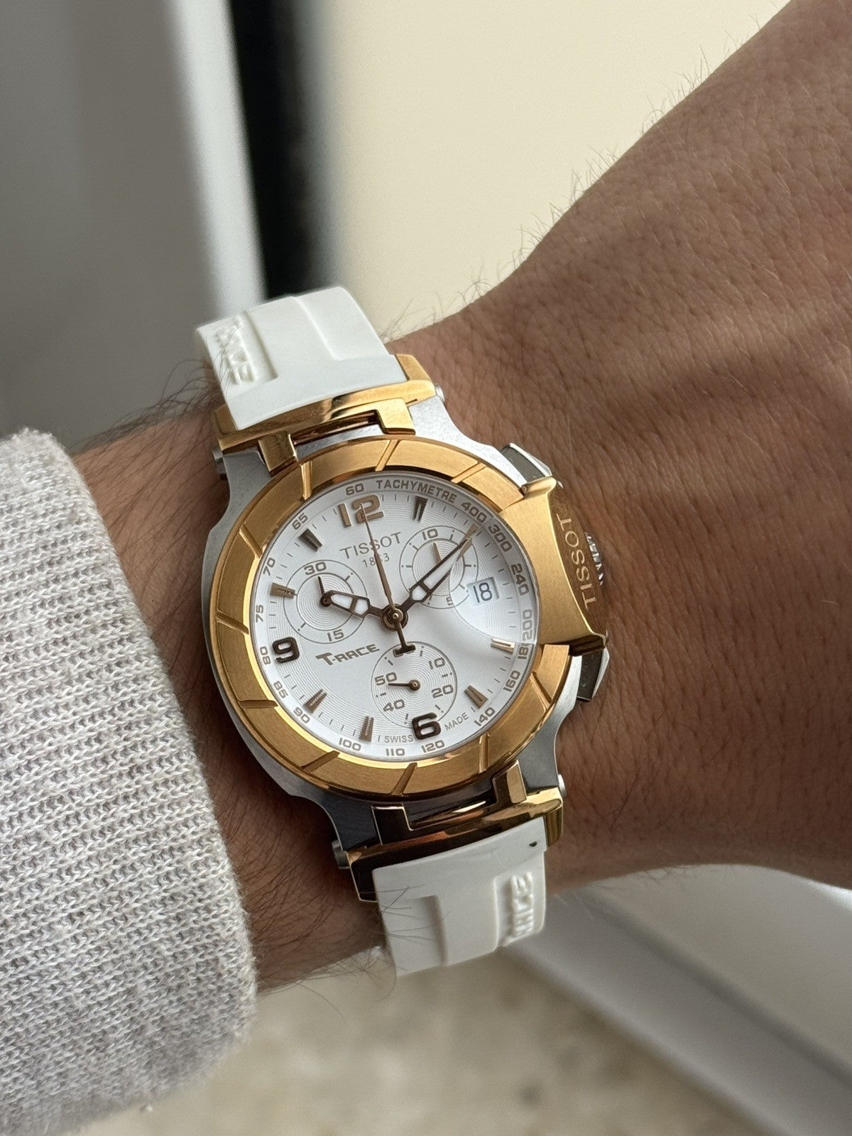 Tissot tT-Rce Chronograph Brand New / Full Set gold and white