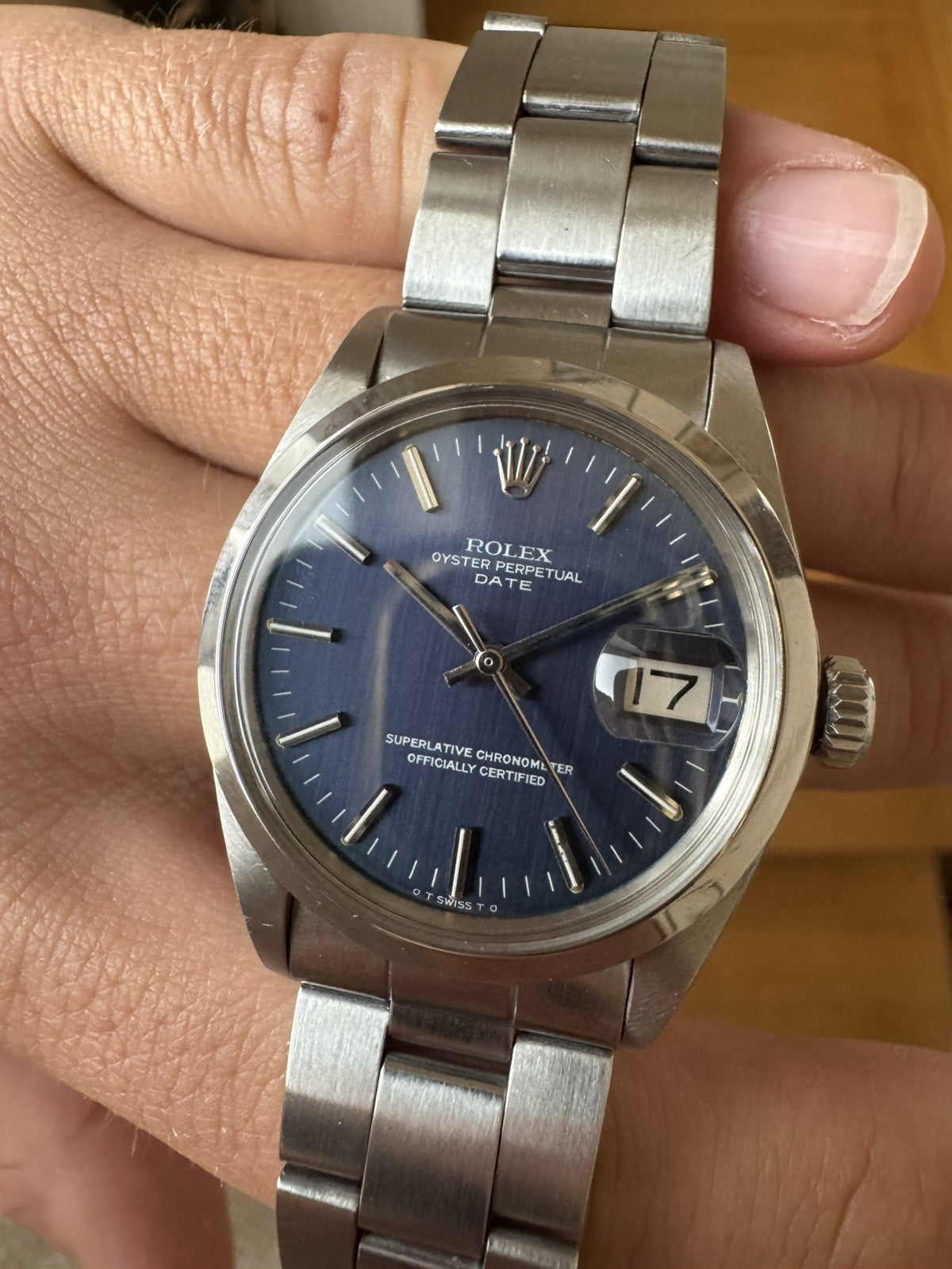 Rolex Date 34mm Automatic Vintage Watch Ref 1500 Blue dial