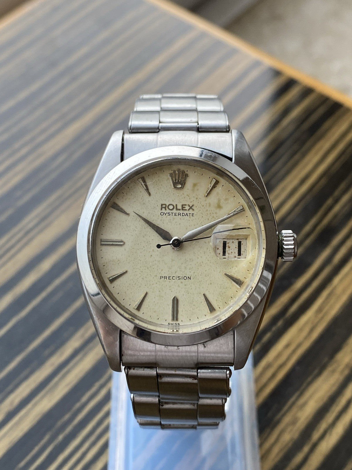 Rolex OysterDate Precision Vintage Tropical Dial Watch Ref 6694