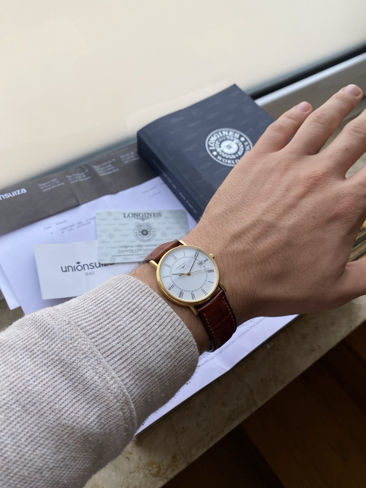 18kt Gold Longines Quartz Watch With Papers