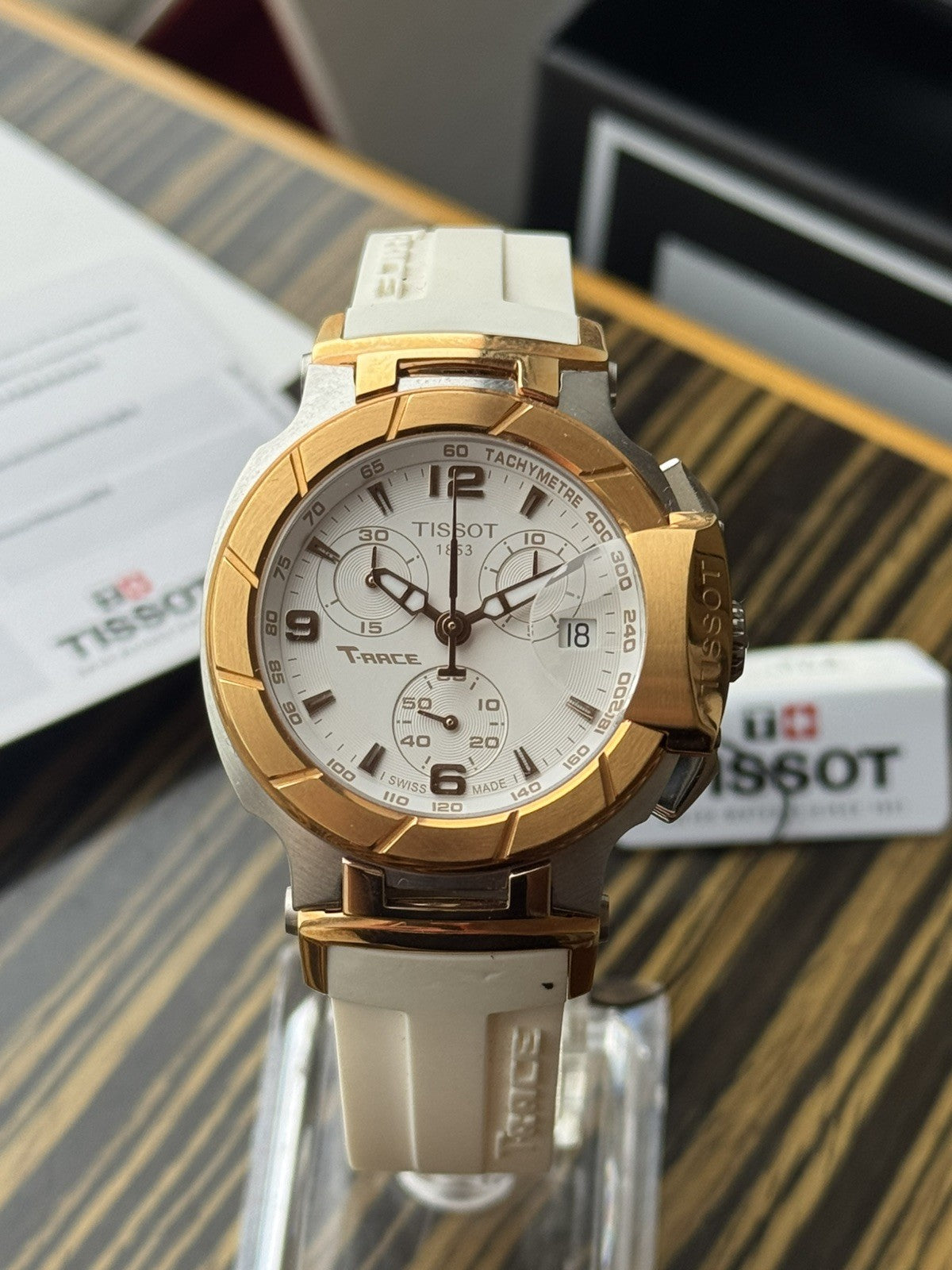 Tissot tT-Rce Chronograph Brand New / Full Set gold and white