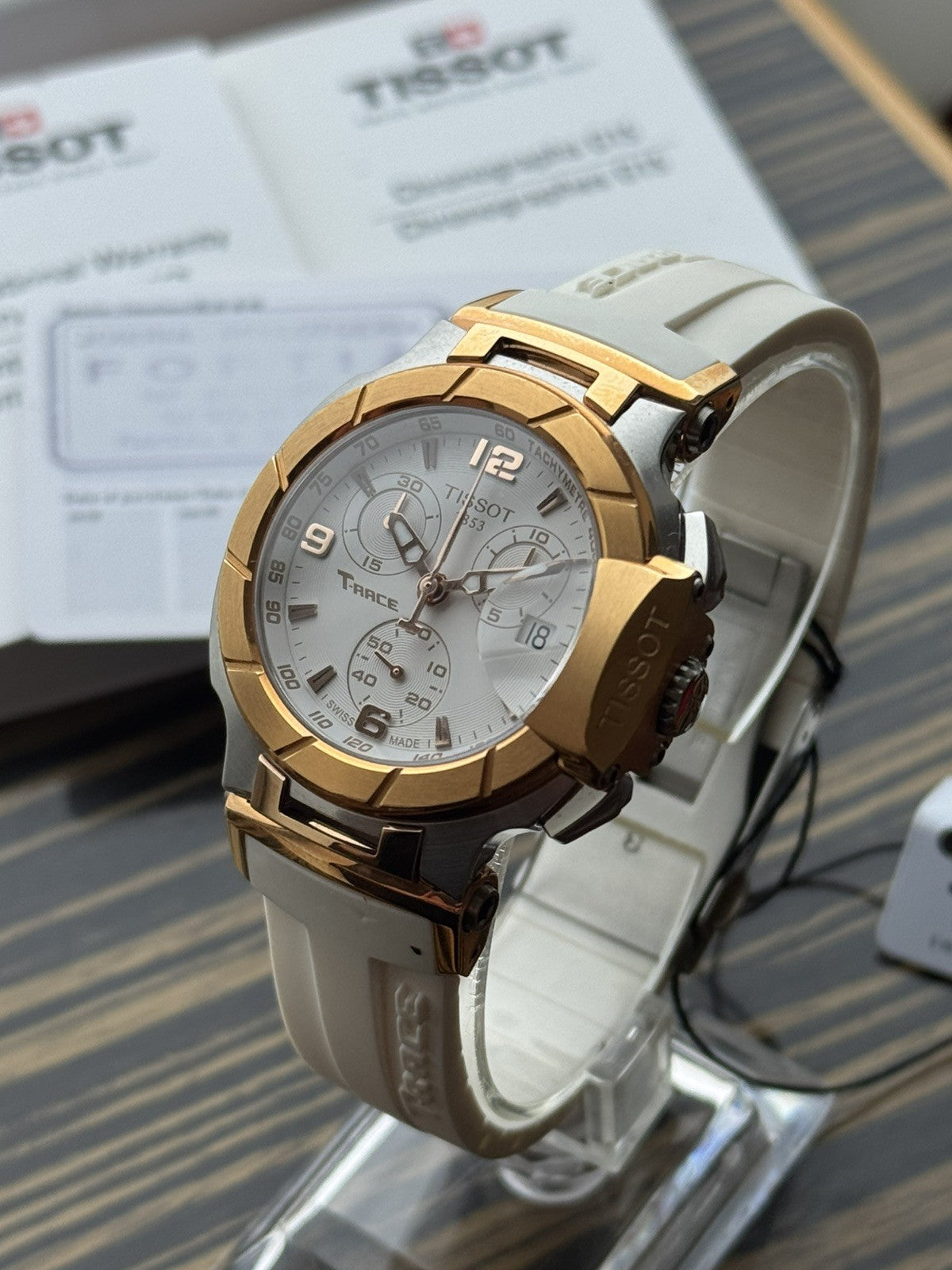 Tissot tT-Rce Chronograph Brand New / Full Set gold and white