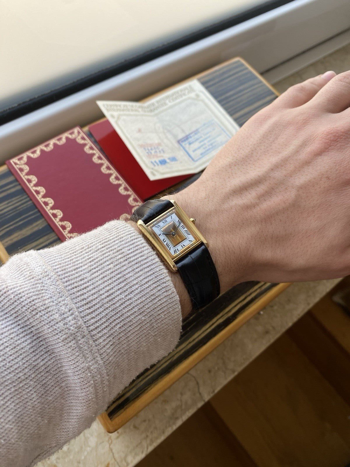 Must de Cartier Tank Vermeil Quartz Mid-Size Watch With Papers