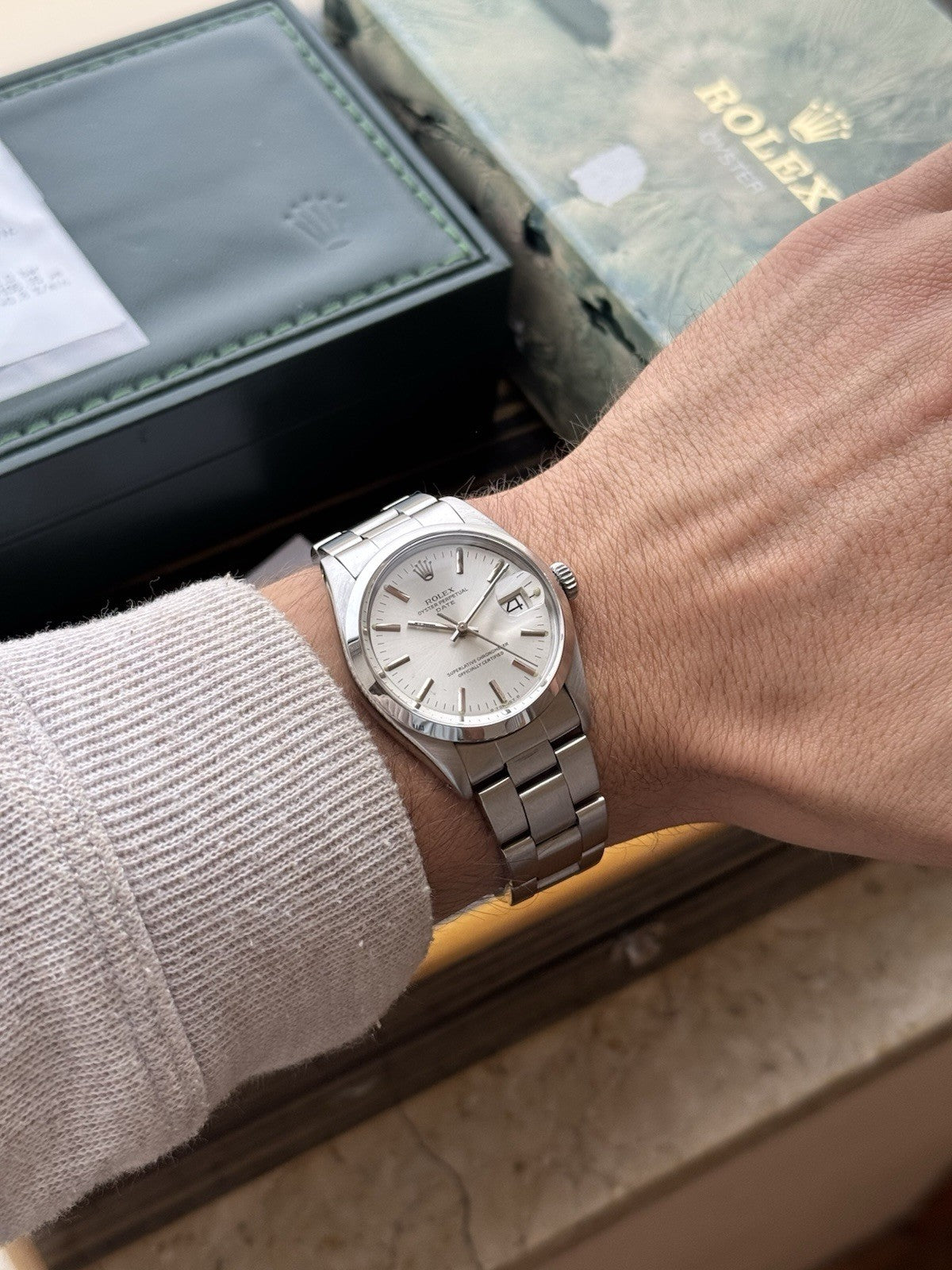 Rolex Date 34mm Automatic Vintage Watch Ref 1500 With Box
