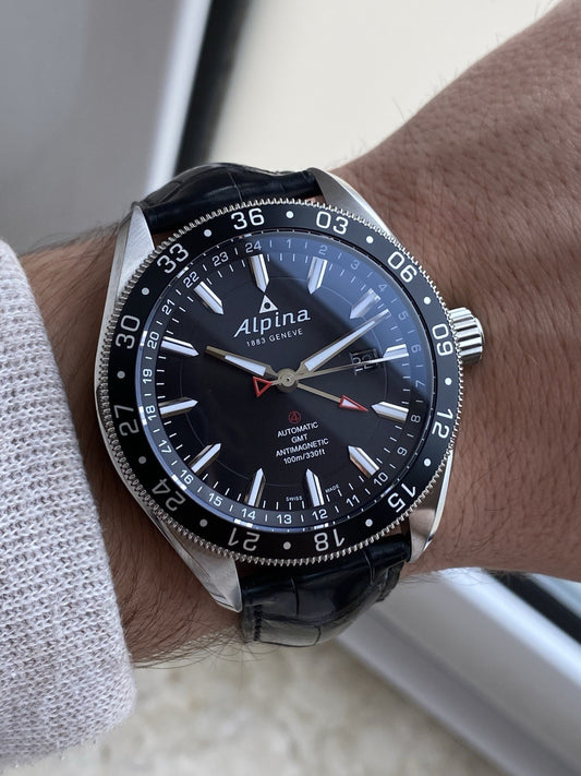 NOS Alpina Alpiner GMT Black Automatic Watch