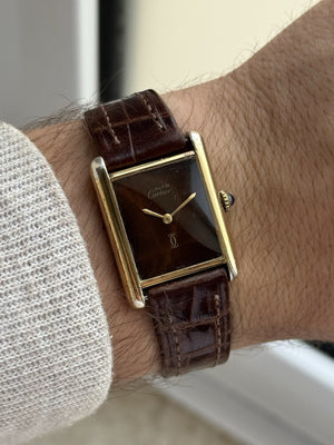 Must de Cartier Tank Vermeil Wood Dial Mechanical