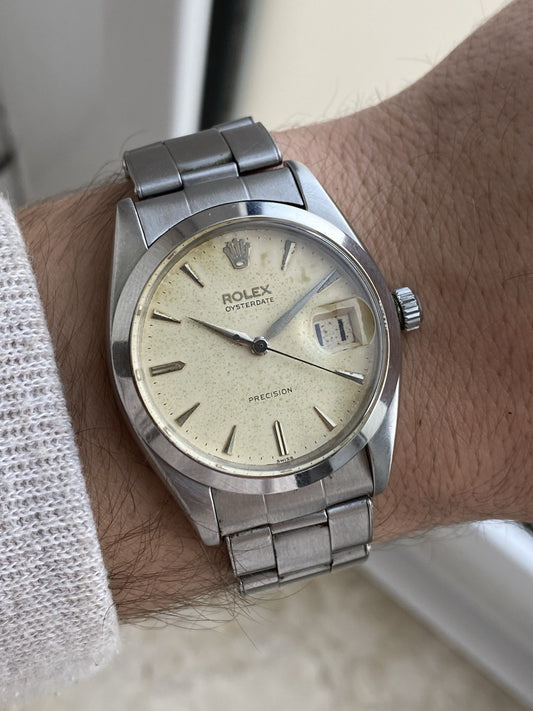 Rolex OysterDate Precision Vintage Tropical Dial Watch Ref 6694