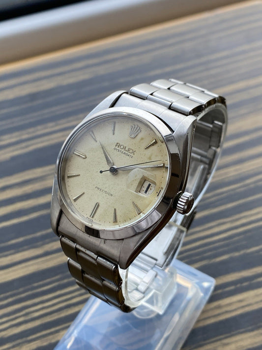 Rolex OysterDate Precision Vintage Tropical Dial Watch Ref 6694