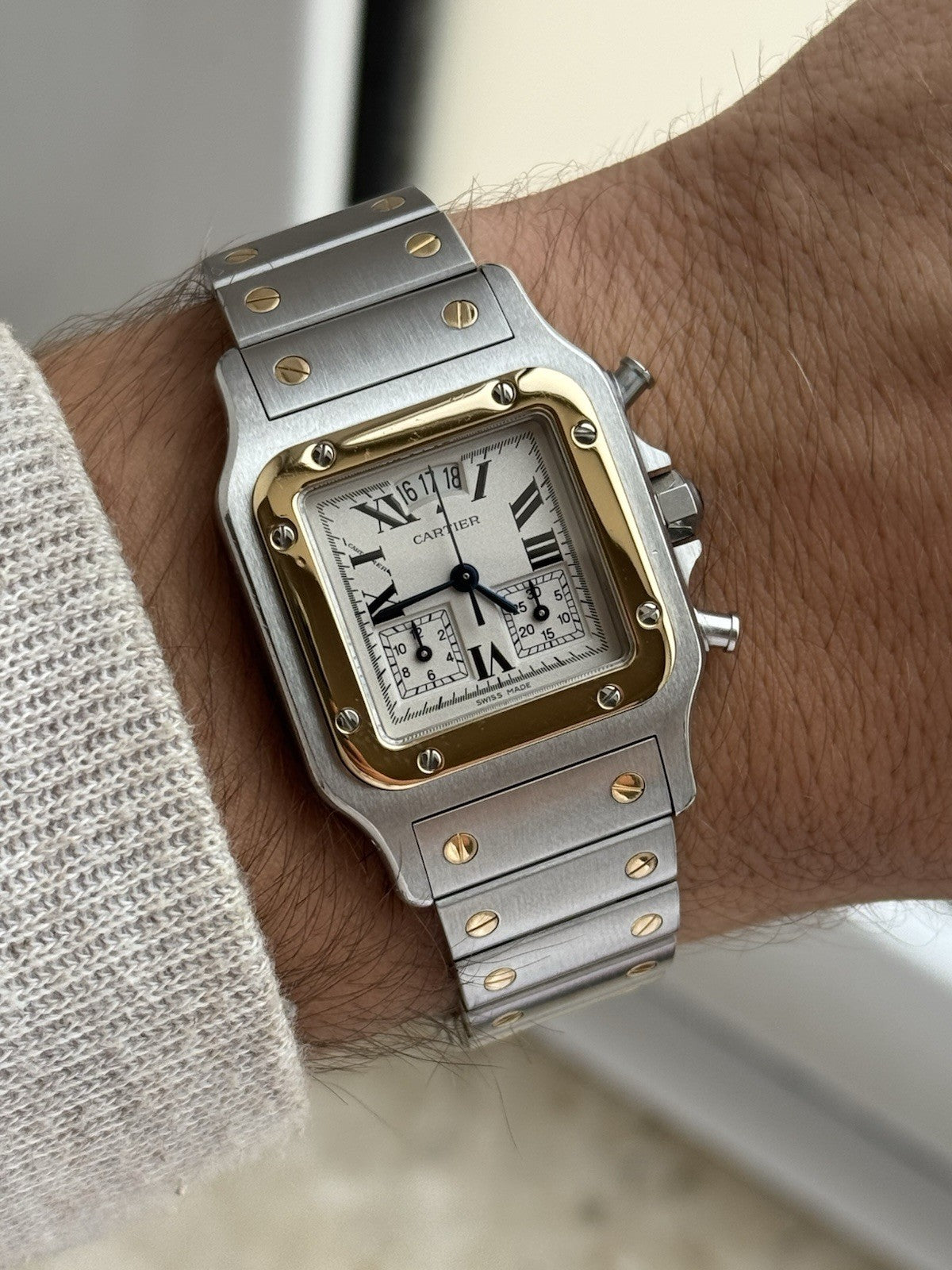 Cartier Santos Galbée Chronograph – Ref. 2425 Steel & Gold Quartz Serviced