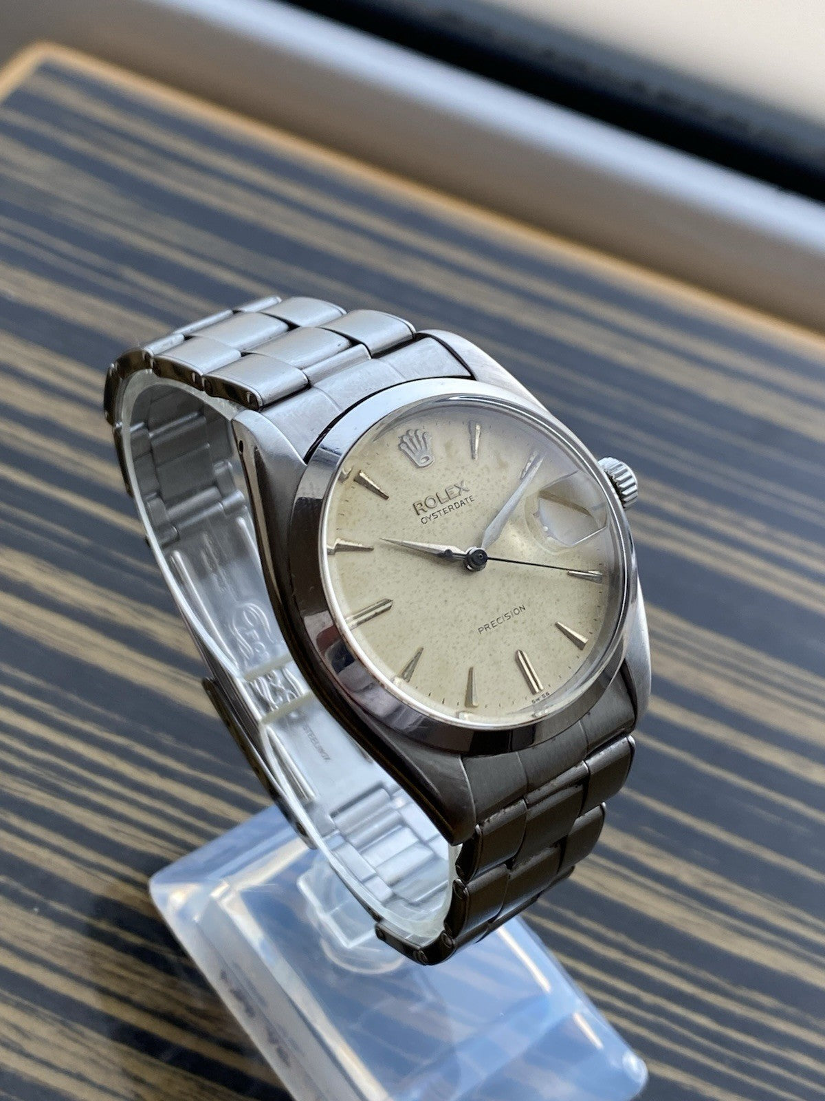 Rolex OysterDate Precision Vintage Tropical Dial Watch Ref 6694