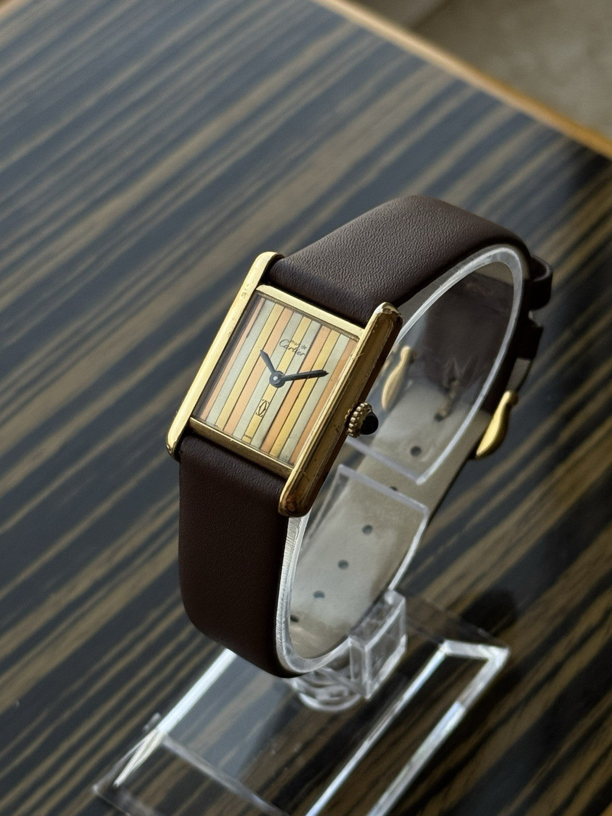 Must de Cartier Tank Vermeil Trinity Dial Ladies Mechanical