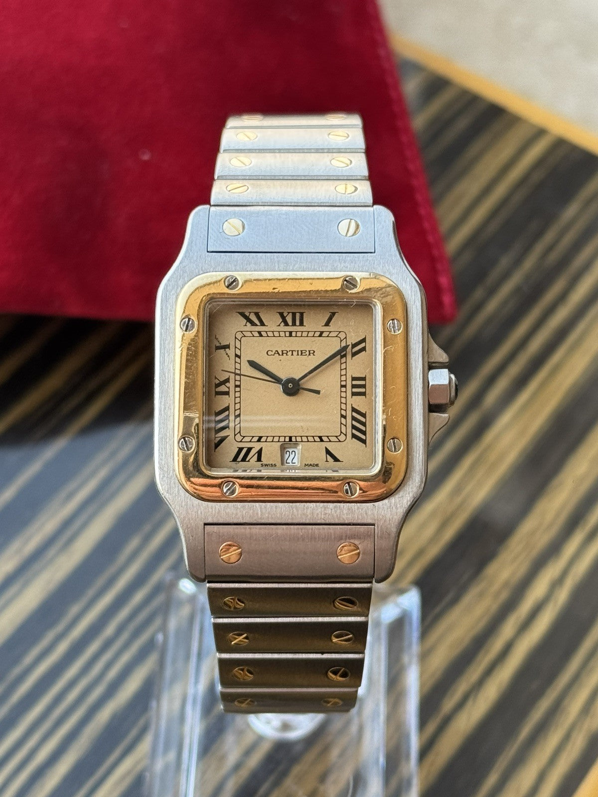 Cartier Santos Galbée Midsize Steel & Gold Quartz