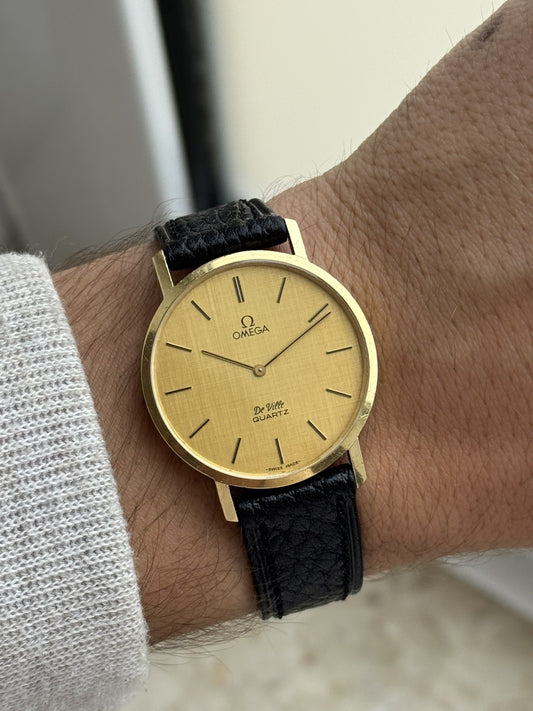 18kt Gold Omega De Ville Quartz Vintage Watch 