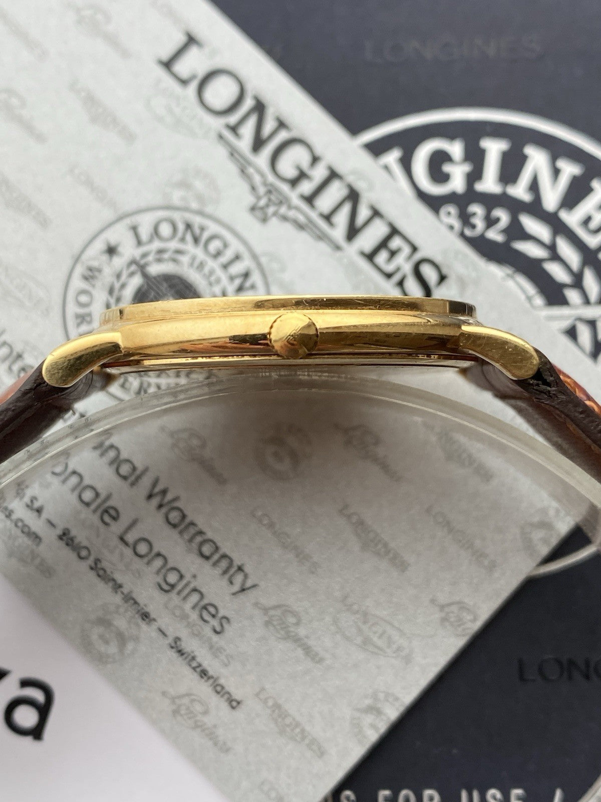 18kt Gold Longines Quartz Watch With Papers