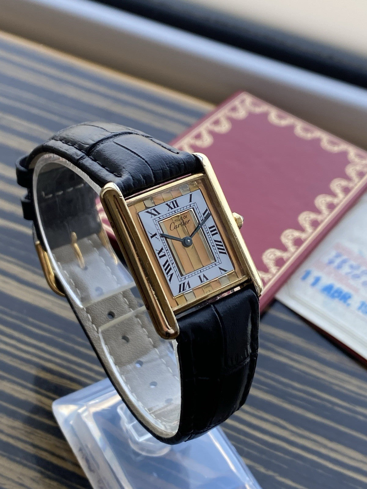 Must de Cartier Tank Vermeil Quartz Mid-Size Watch With Papers