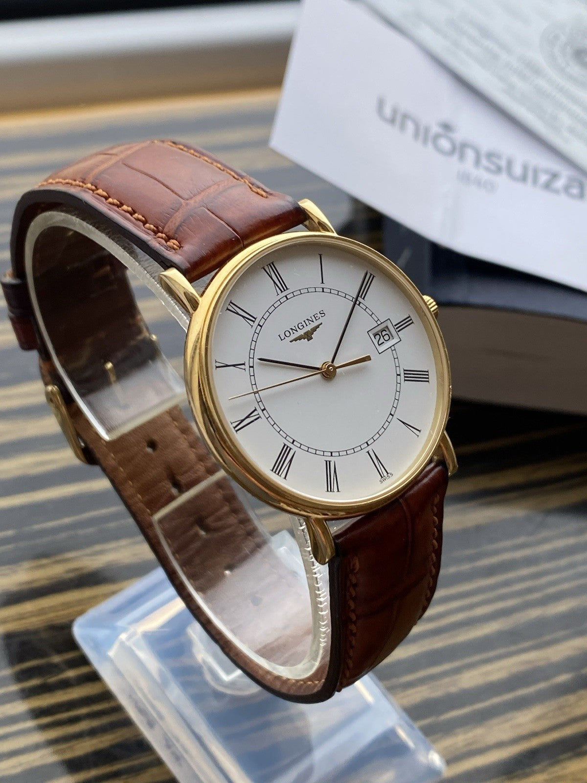 18kt Gold Longines Quartz Watch With Papers