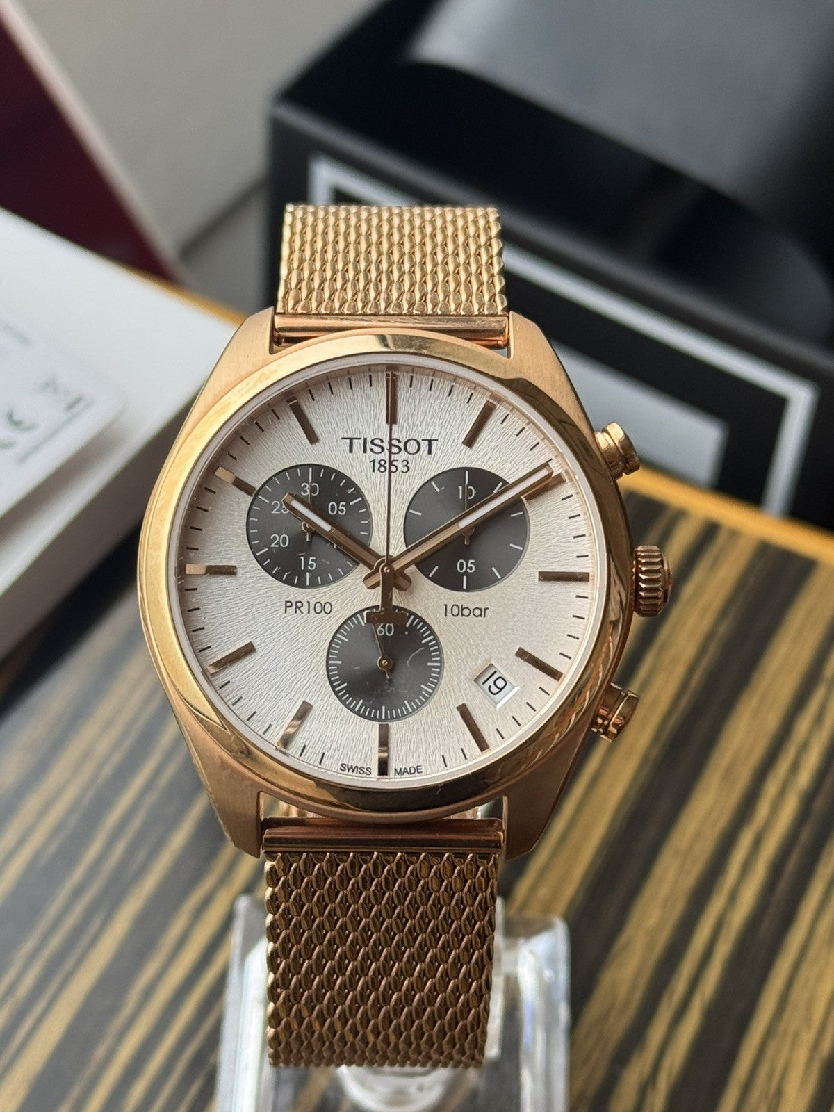 Tissot PR100 Chronograph Brand New / Full Set gold and white