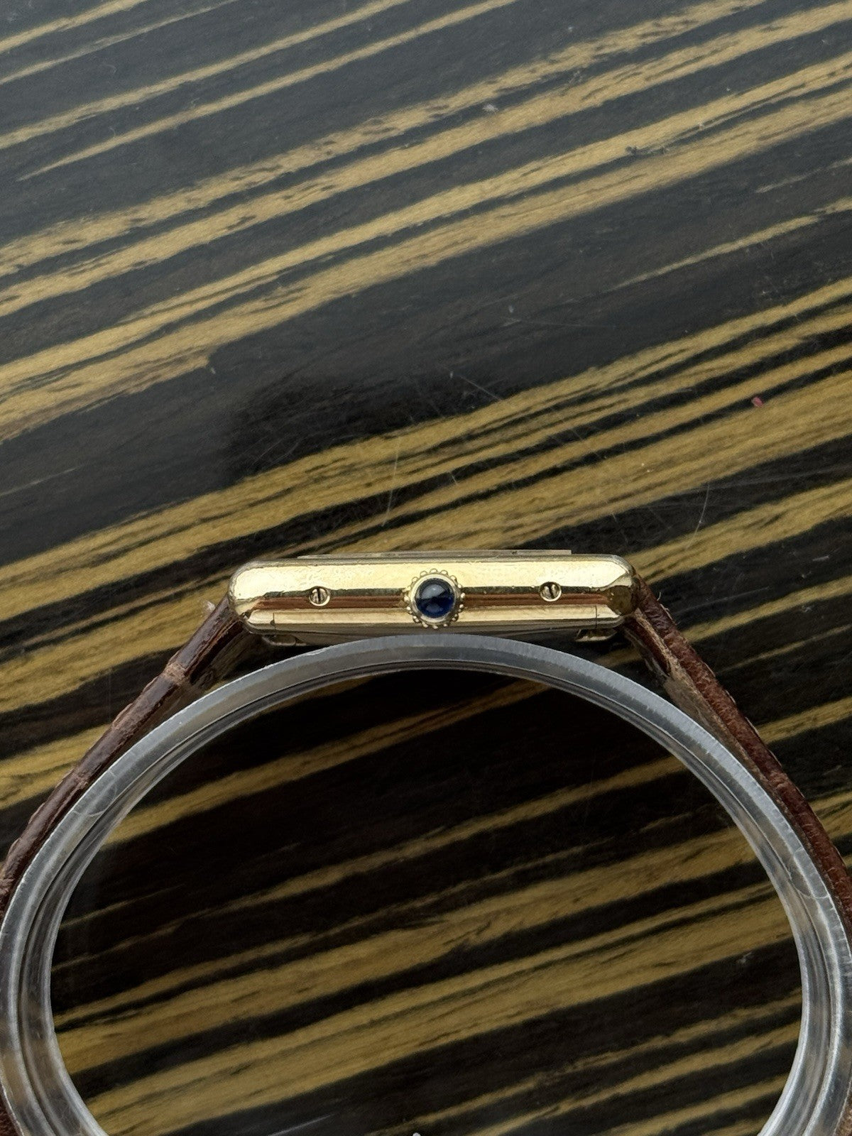Must de Cartier Tank Vermeil Wood Dial Mechanical