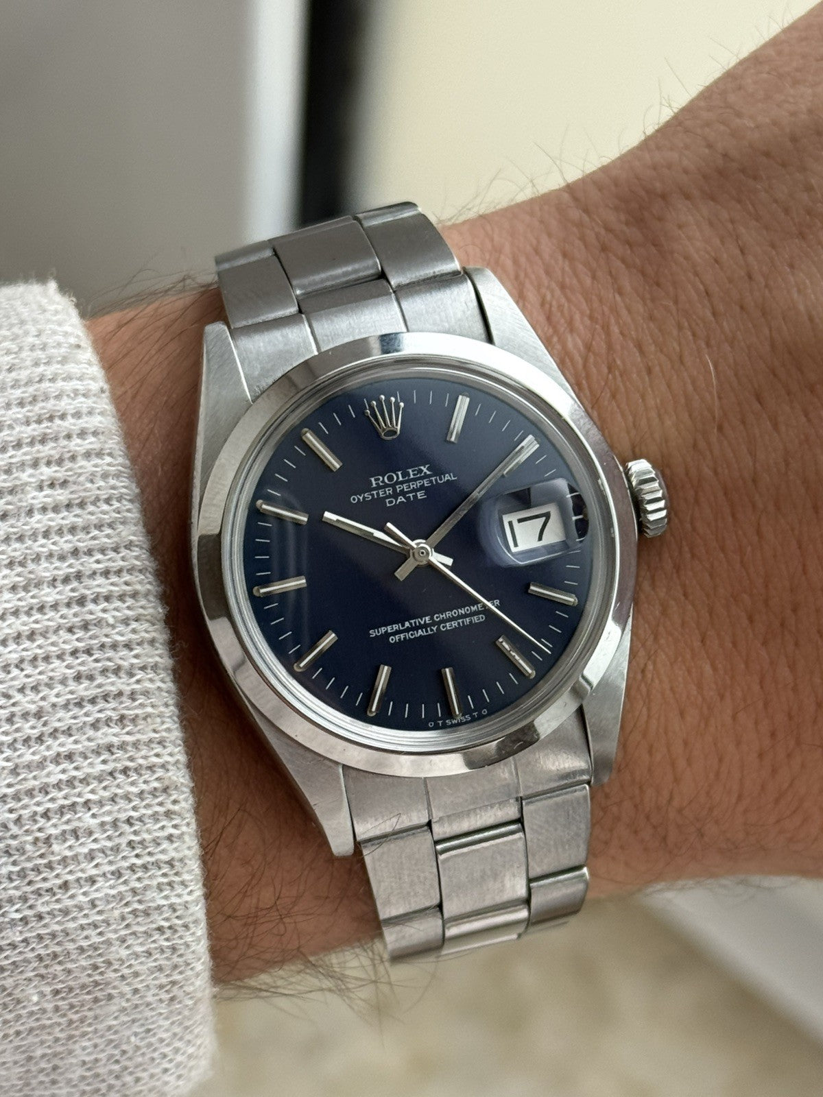 Rolex Date 34mm Automatic Vintage Watch Ref 1500 Blue dial