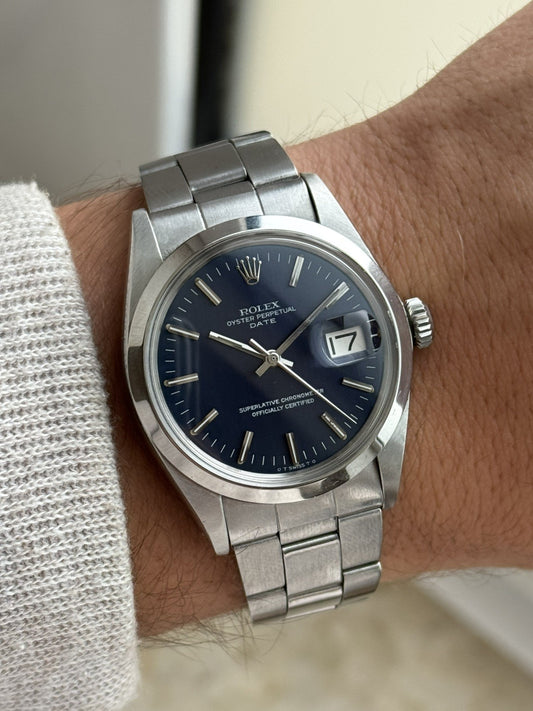 Rolex Date 34mm Automatic Vintage Watch Ref 1500 Blue dial