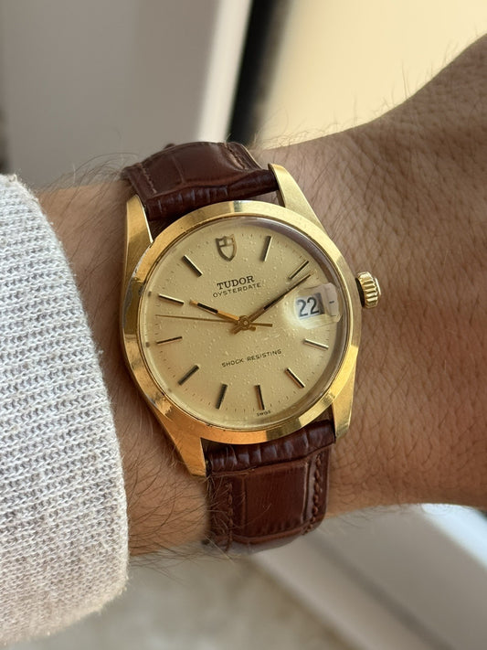 Tudor OysterDate gold plated 34mm manual wind ref 7992