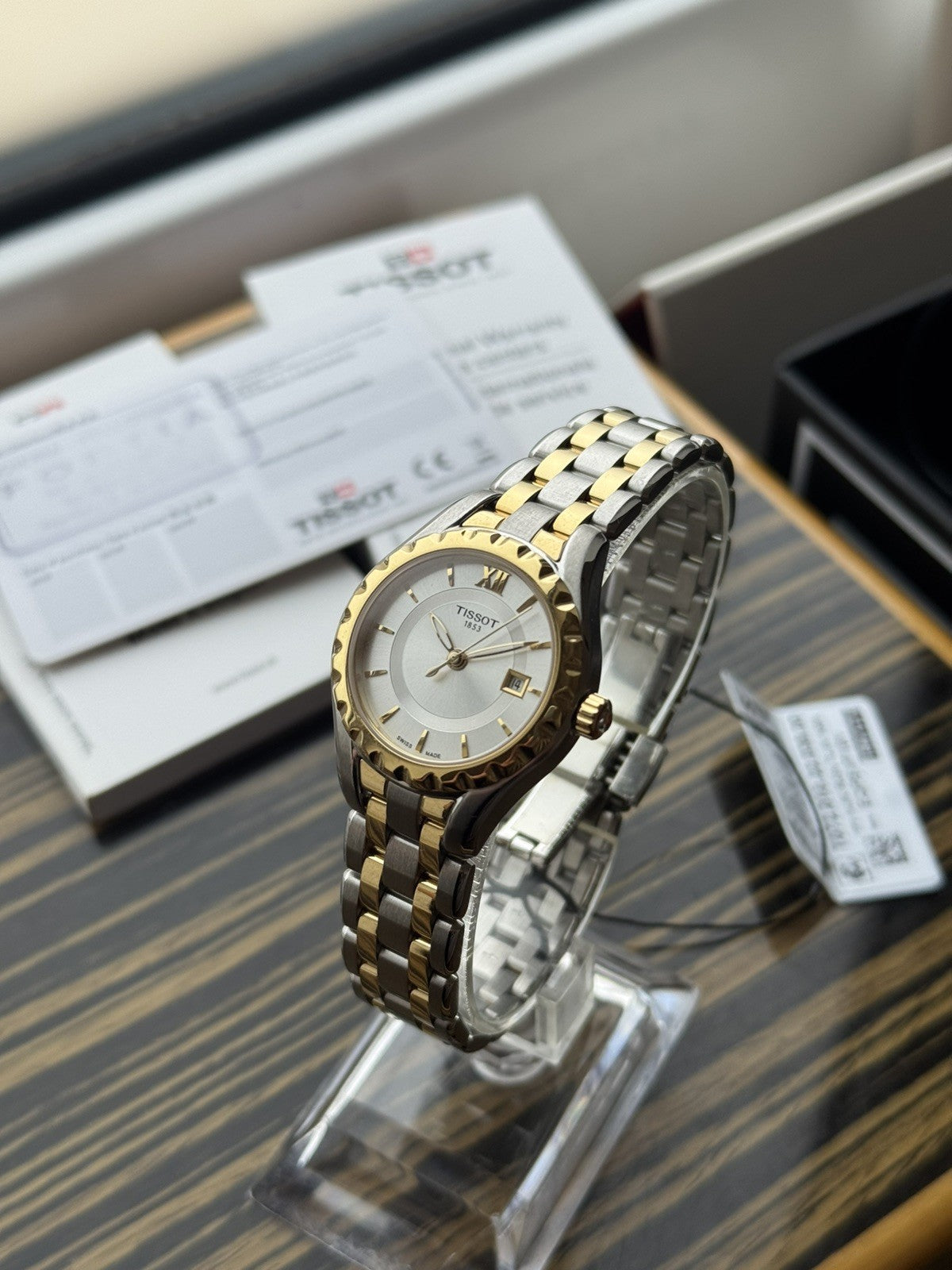 Tissot Flamingo quartz Brand New / Full Set gold and white