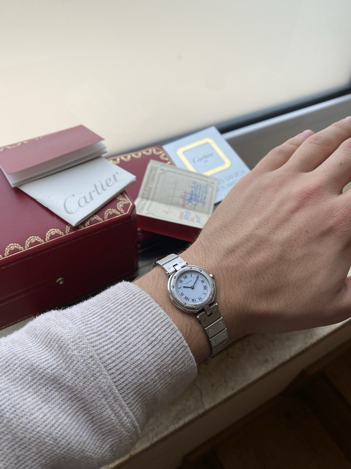 Vintage Cartier Santos Quartz 27mm Watch Full Set