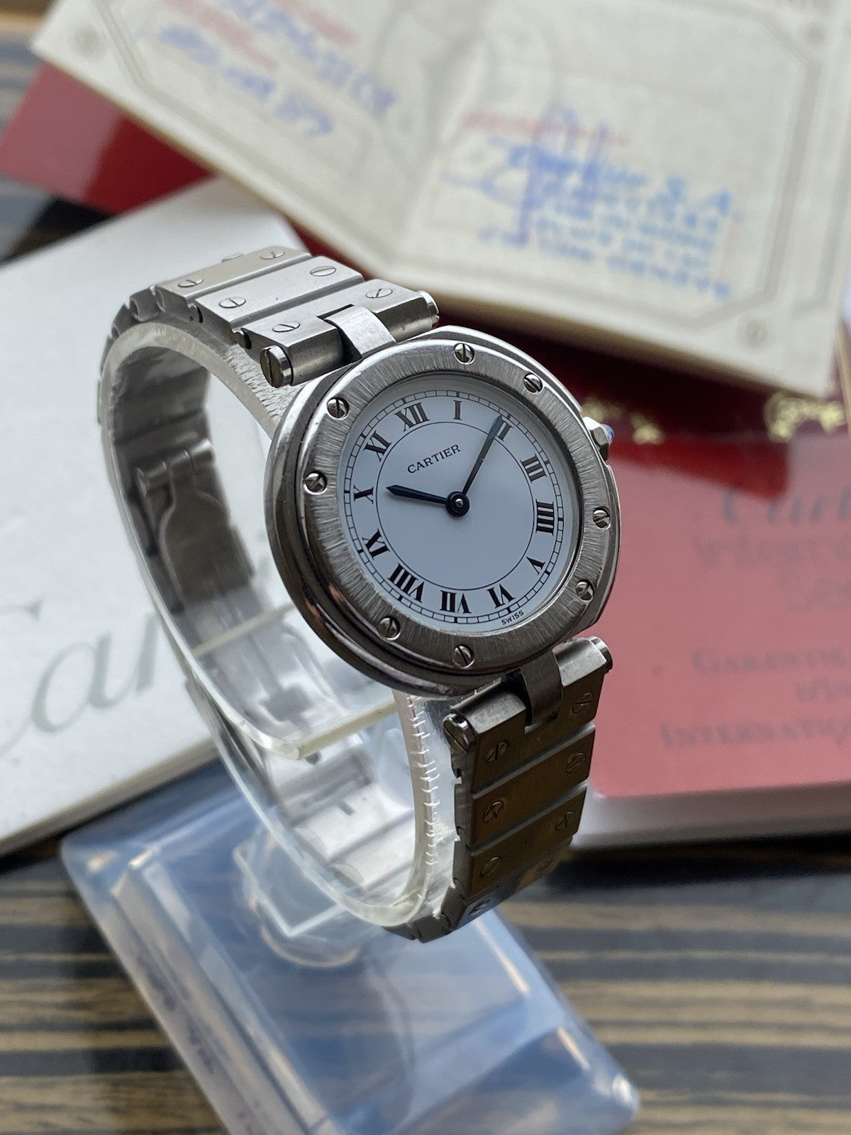 Vintage Cartier Santos Quartz 27mm Watch Full Set