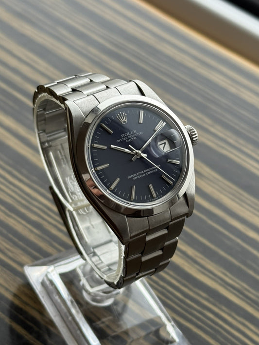 Rolex Date 34mm Automatic Vintage Watch Ref 1500 Blue dial