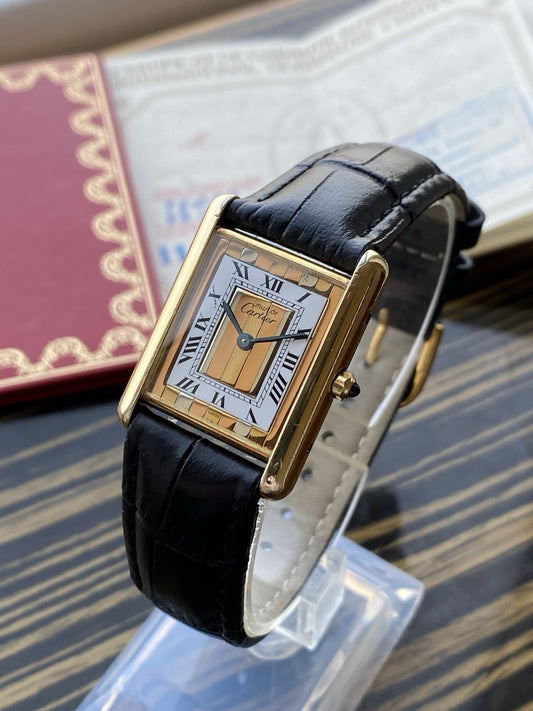 Must de Cartier Tank Vermeil Quartz Mid-Size Watch With Papers