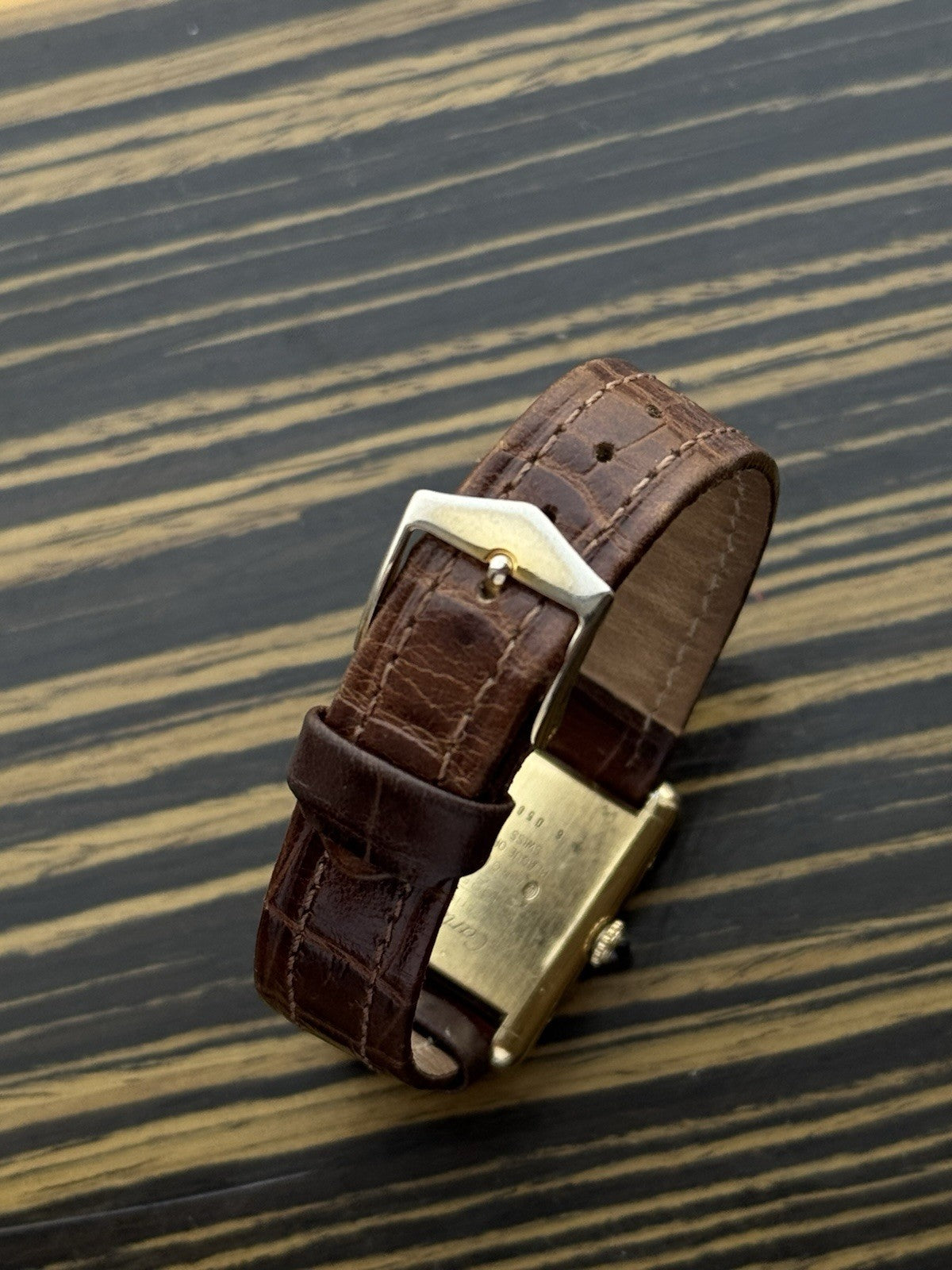 Must de Cartier Tank Vermeil Wood Dial Mechanical