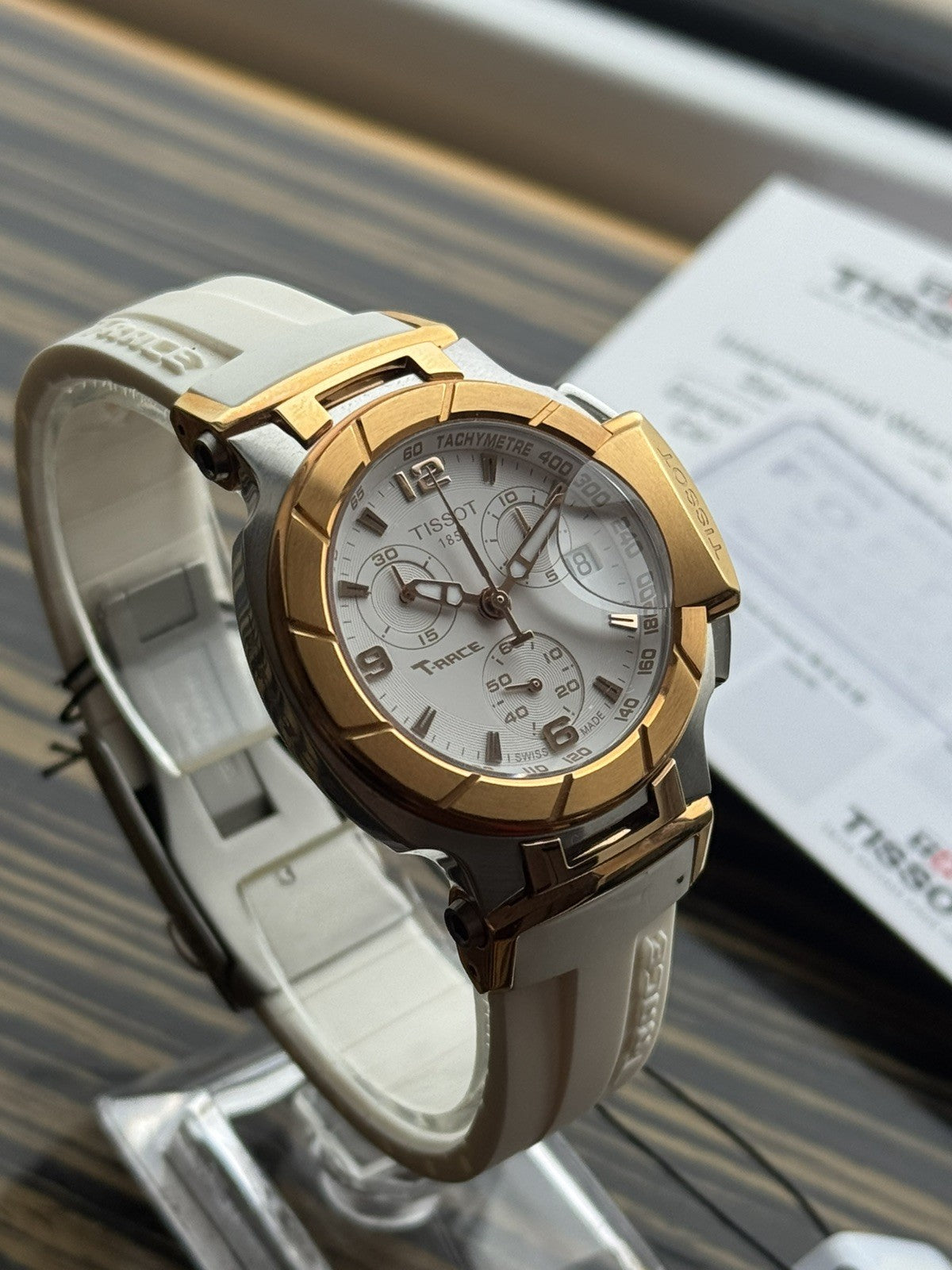 Tissot tT-Rce Chronograph Brand New / Full Set gold and white