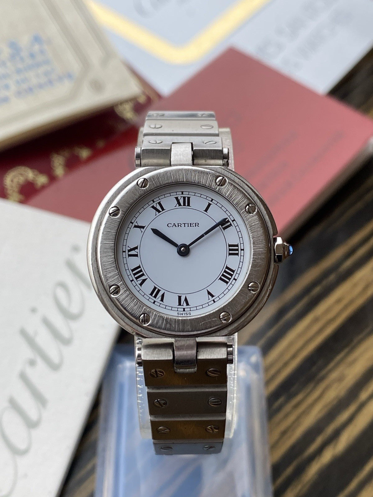 Vintage Cartier Santos Quartz 27mm Watch Full Set