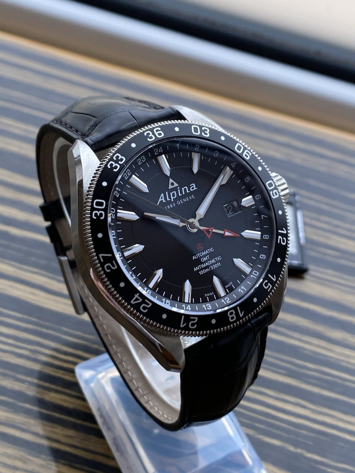 NOS Alpina Alpiner GMT Black Automatic Watch