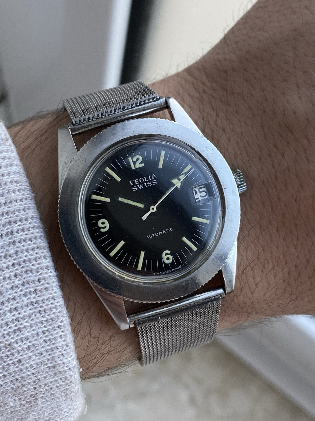 Veglia Swiss Automatic Vintage Diver Watch Pre Favre Leuba 35mm