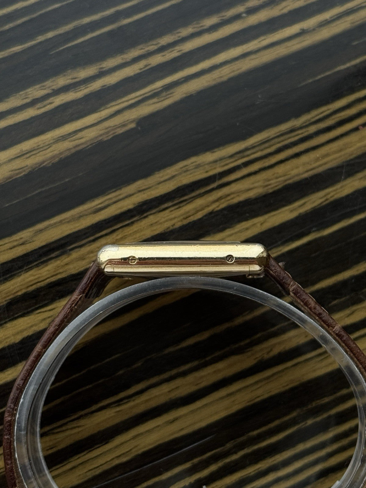 Must de Cartier Tank Vermeil Wood Dial Mechanical