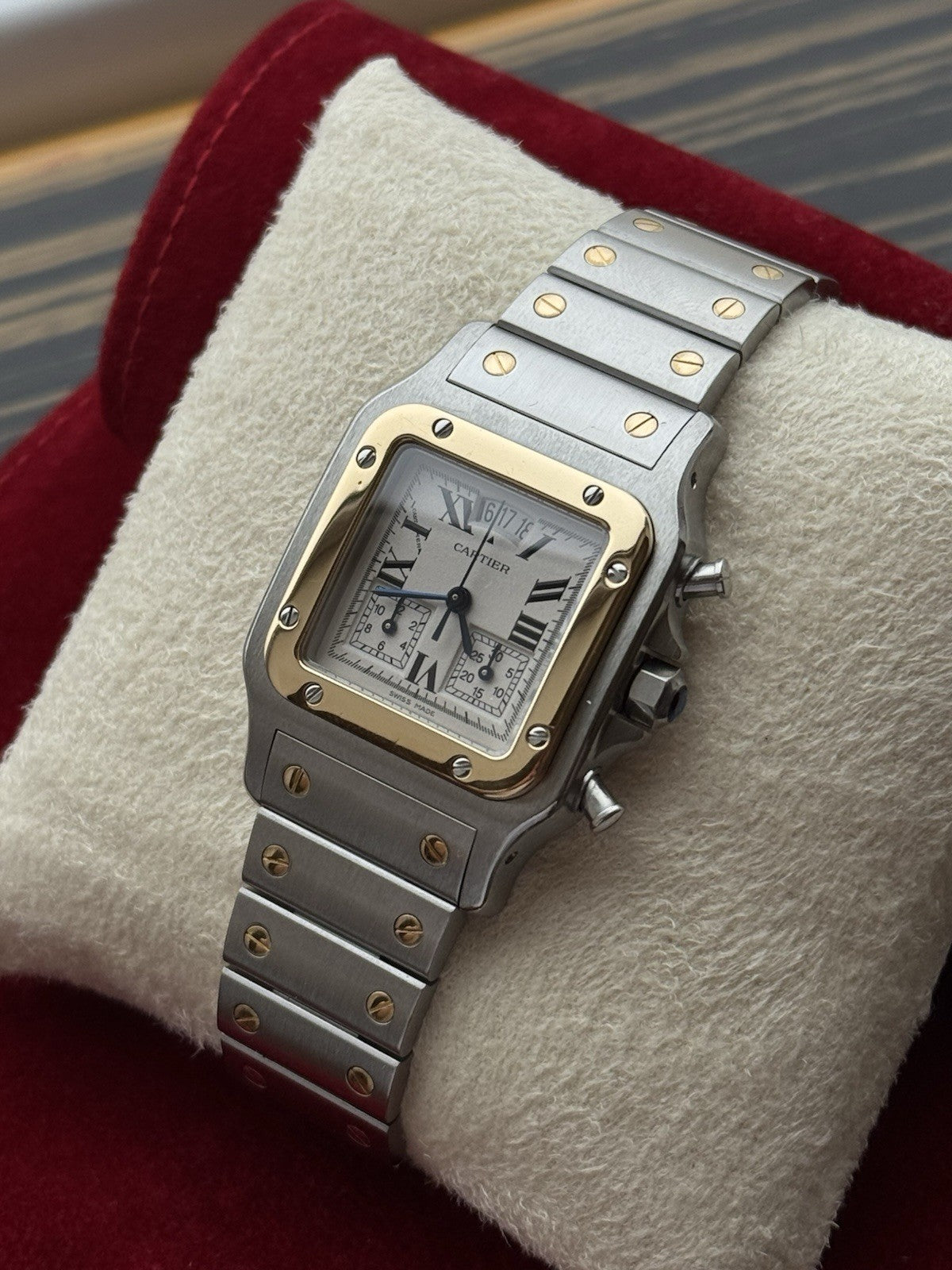 Cartier Santos Galbée Chronograph – Ref. 2425 Steel & Gold Quartz Serviced