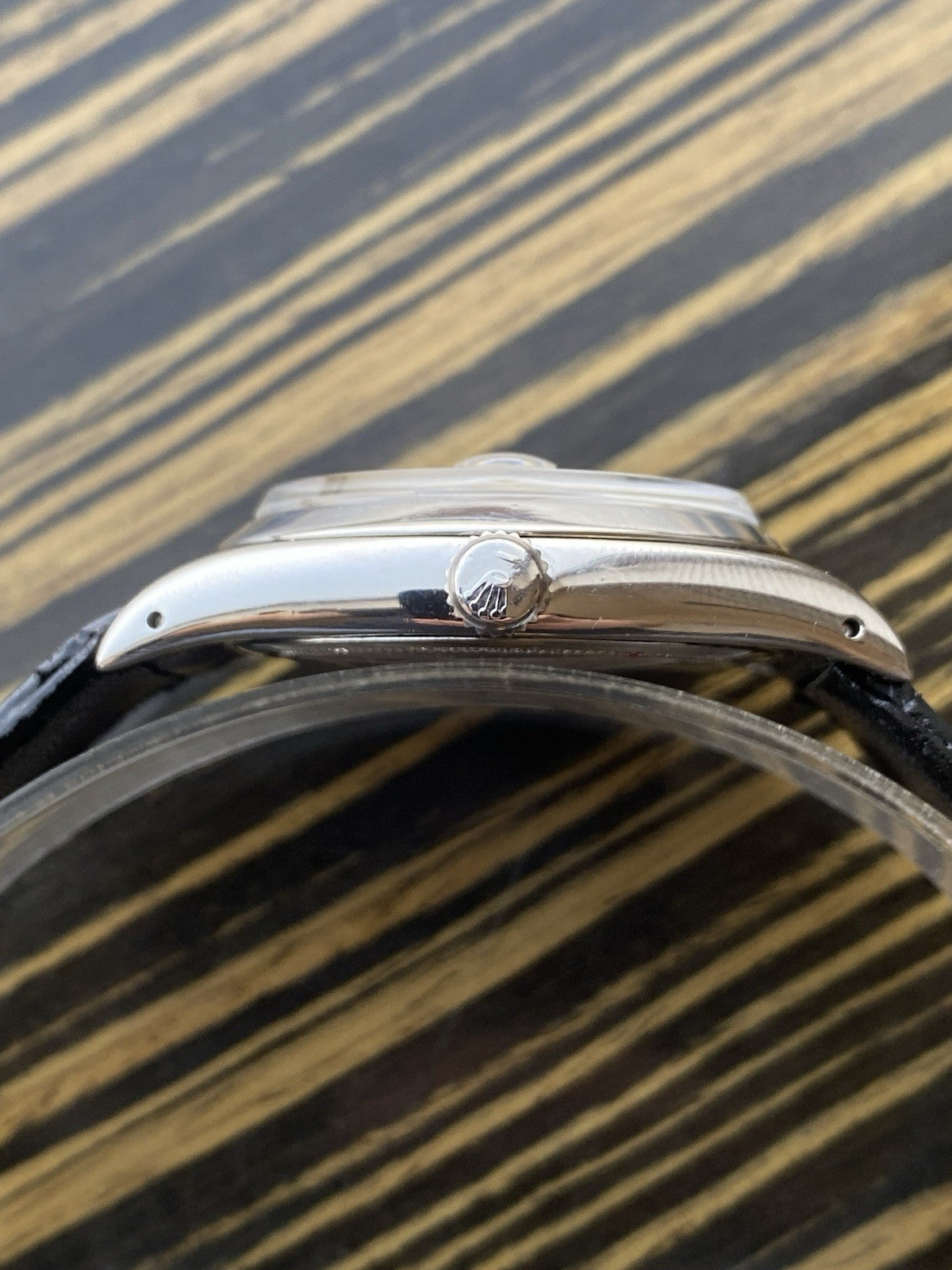 Rolex OysterDate Precision Vintage Tropical Dial Watch Ref 6494