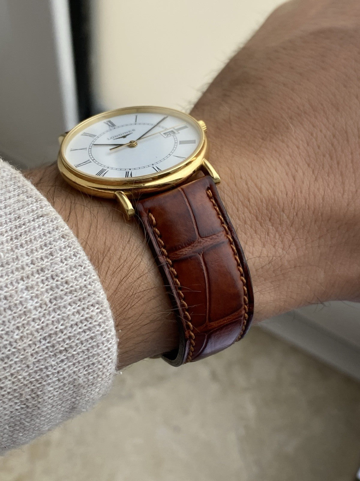 18kt Gold Longines Quartz Watch With Papers