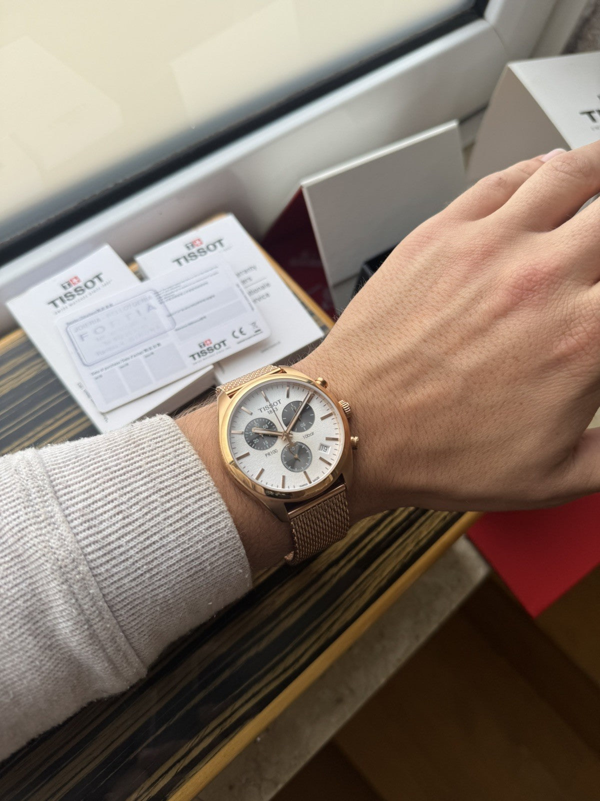 Tissot PR100 Chronograph Brand New / Full Set gold and white