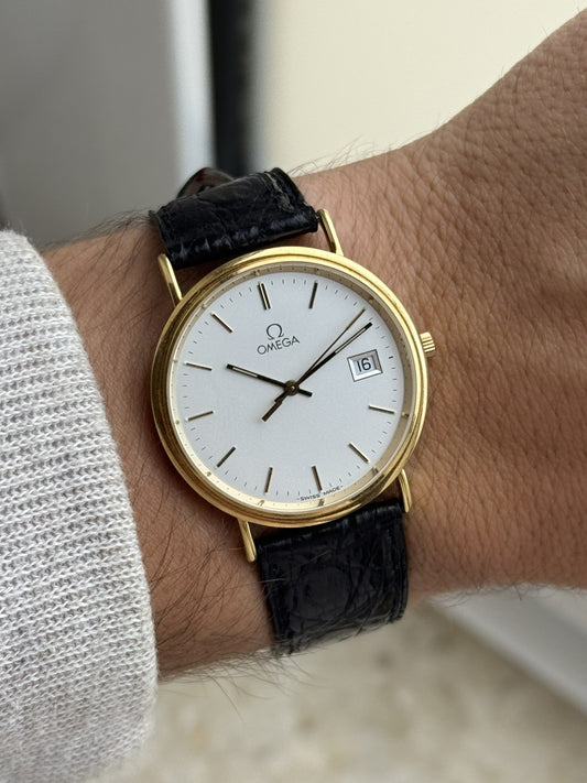 18kt Gold Omega De Ville Quartz Vintage Watch 